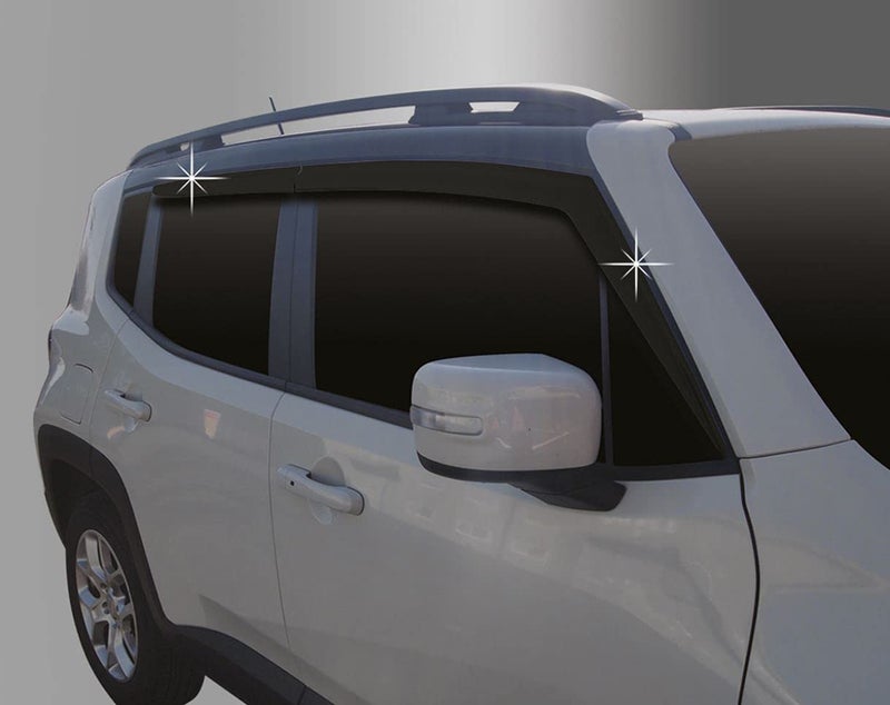 AUTO CLOVER AUTOCLOVER Tape-On Rain Guards Window Visors 4 Pcs Set for Jeep Renegade 2015 2016 2017 2018 2019 2020 2021 2022 2023 2024 2025 / Window Deflectors, Out-Channel Vent Shades (Smoked) - Image 4
